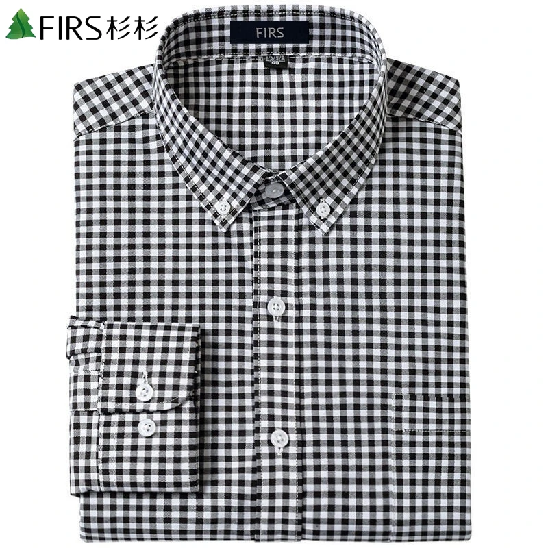 杉杉纯棉灰色长袖衬衫男士高端商务衬衣休闲免烫男人外穿春秋装