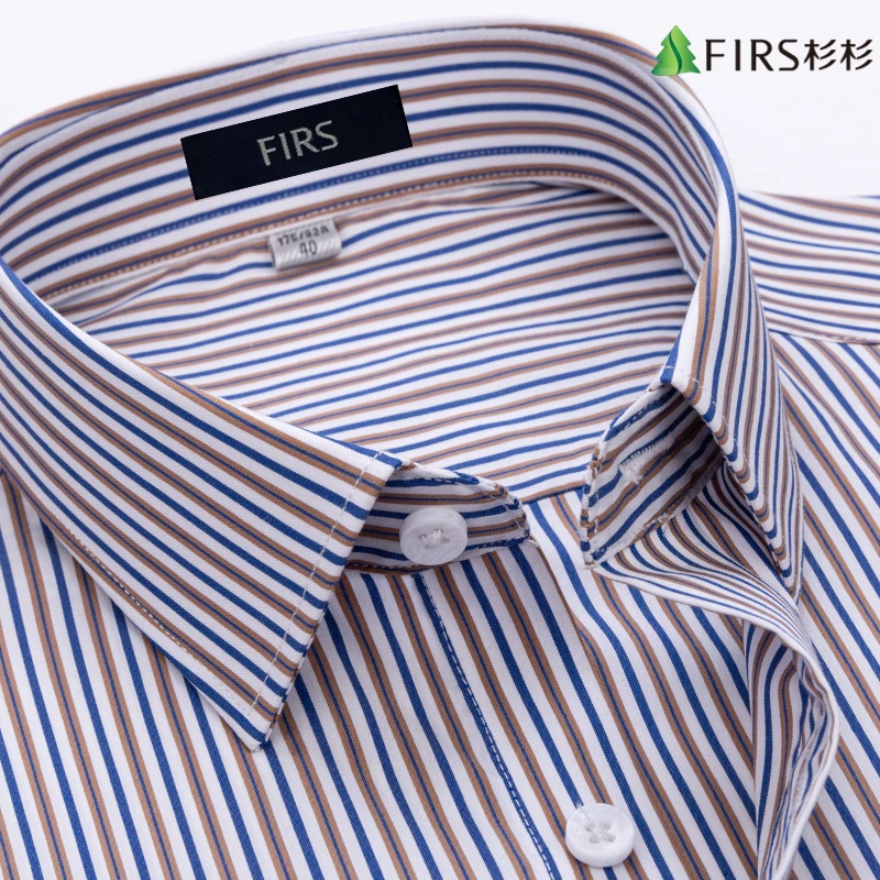 杉杉竖条纹衬衫长袖男士高端上档次衬衣男款修身休闲商务免烫正装