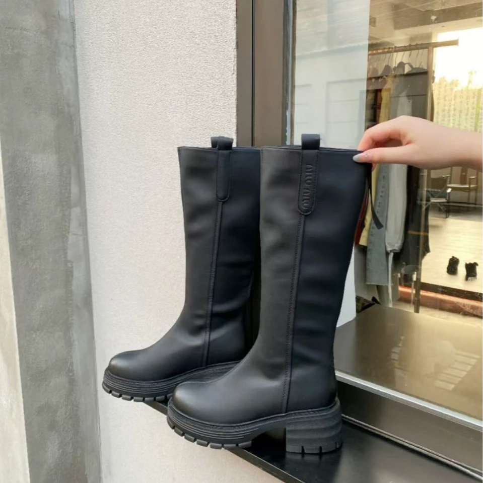 高蒂244290-801时尚长筒靴厚底长靴冬季新款女靴英伦风百搭女靴