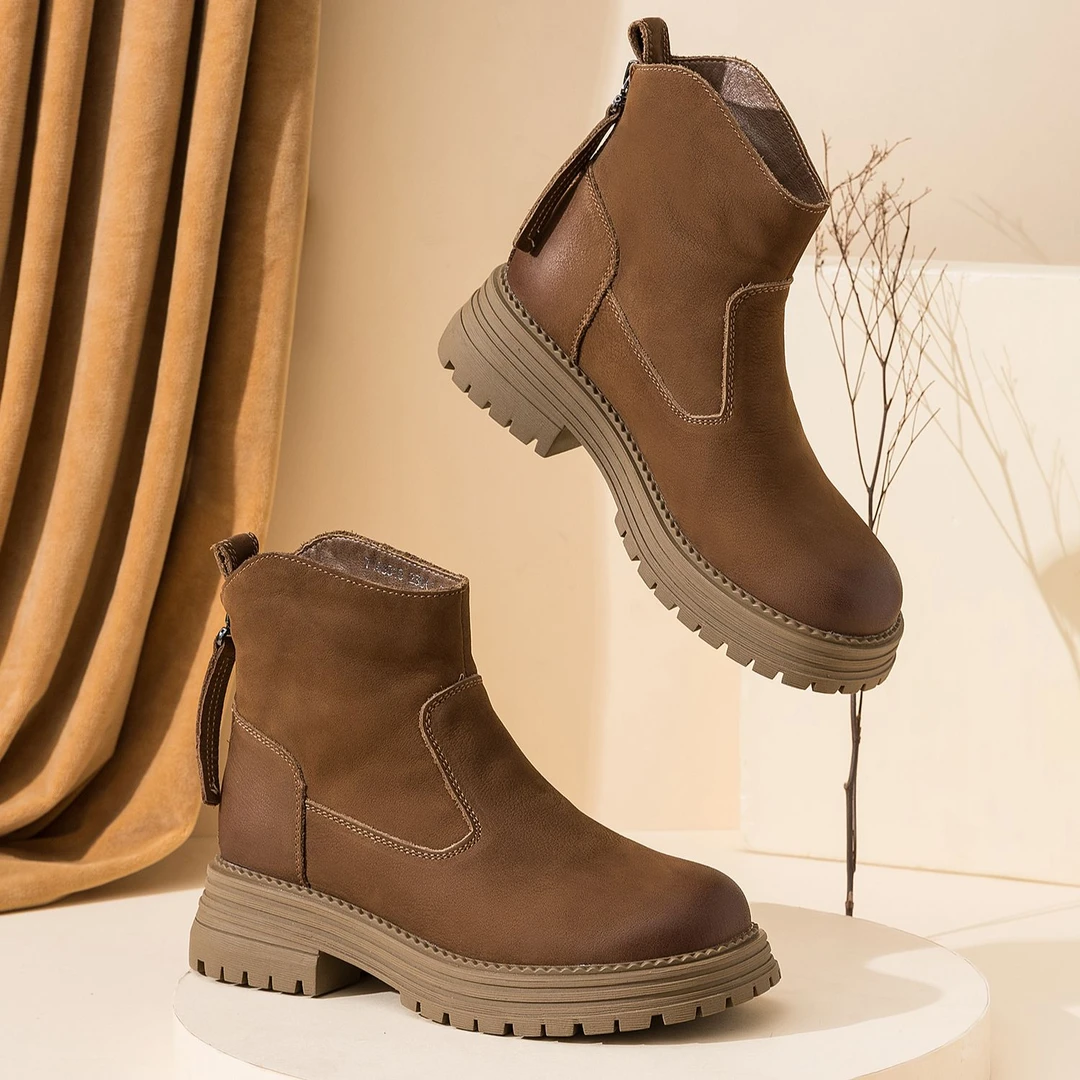 柏丽卡K4777-803冬季新款休闲女靴复古厚底马丁靴英伦风短靴女靴