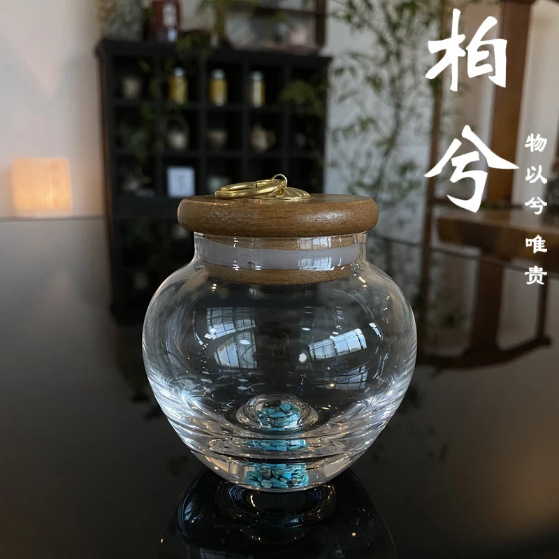 橄榄石玻璃茶叶罐手工密封储蓄罐红茶普洱罐龙井便携式密封茶罐