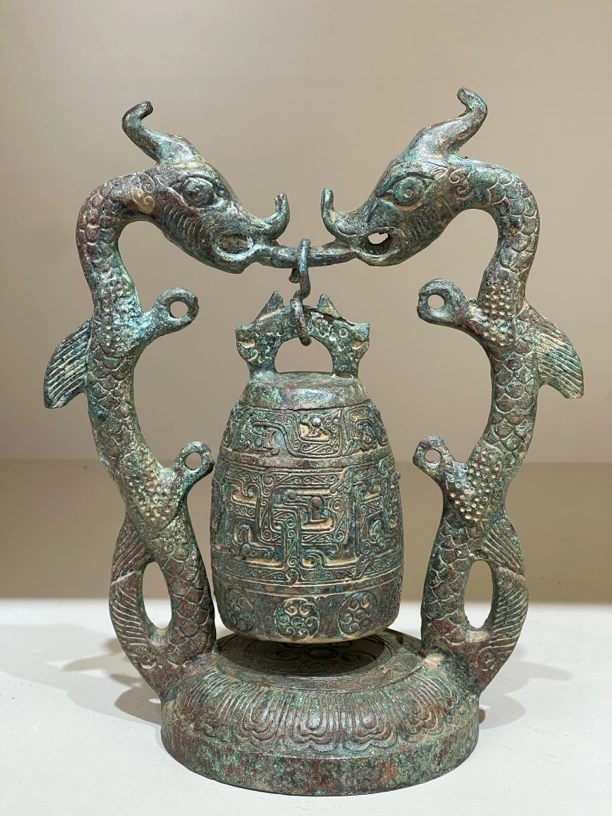 双龙挂钟 天路仿古青铜器