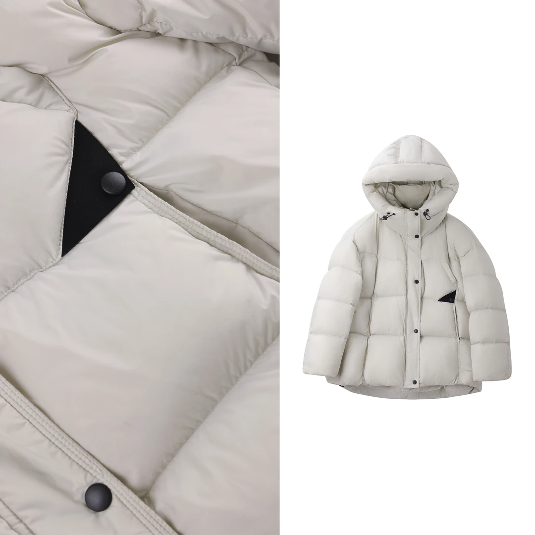冬季加厚新款休闲时尚轻柔百搭保暖泡芙系列中长款连帽羽绒服女装