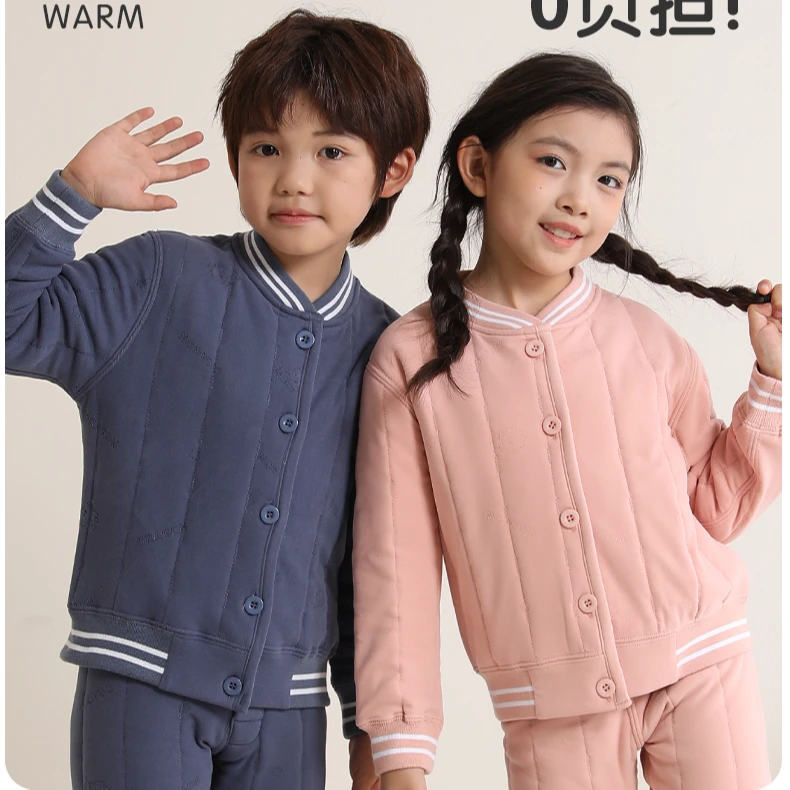 新款儿童冬季羊毛填充保暖棒球服套装内搭外穿中大童校服神器