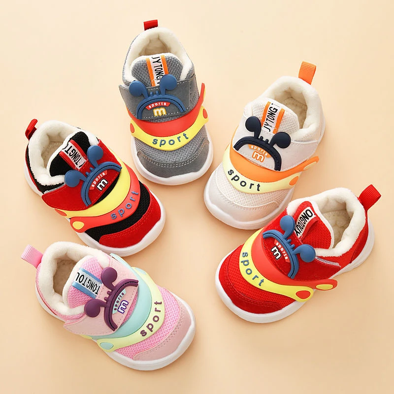 男冬季学步鞋加绒0一1-3岁小童机能鞋婴儿鞋子软底女宝宝鞋子D18
