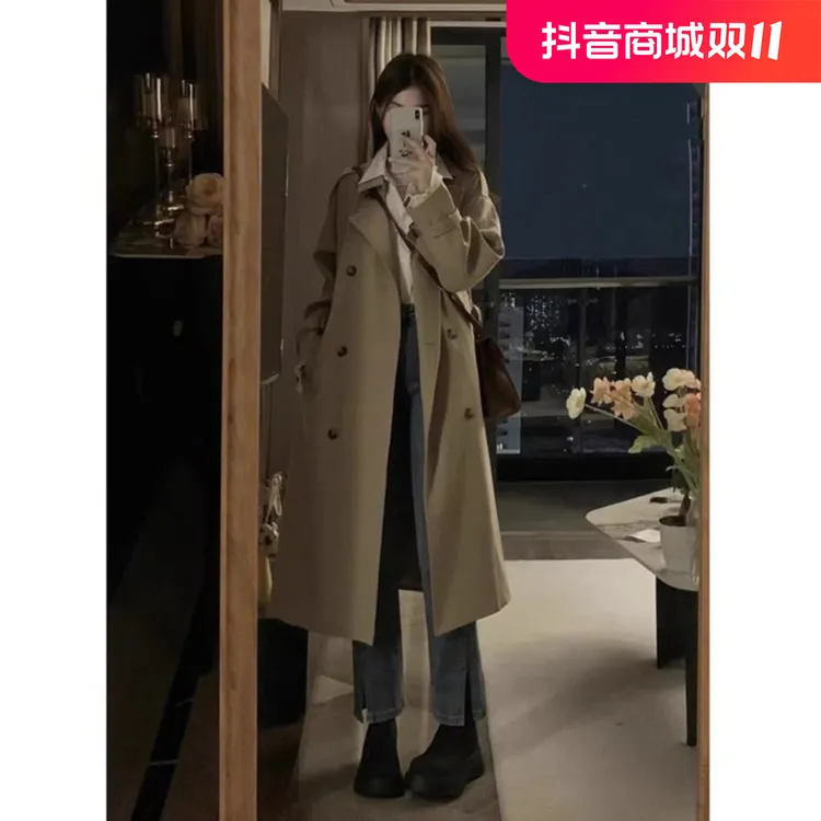 风衣外套女2024新款早春秋英伦风中长款小个子今年流行卡其色大衣