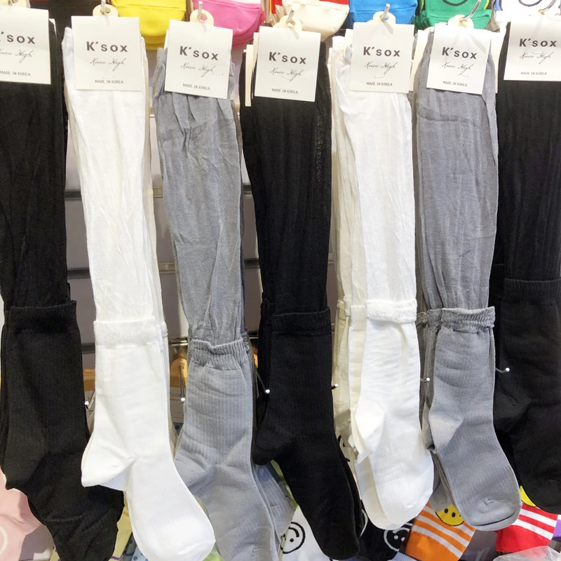 袜子女春夏新款薄棉堆堆袜韩国进口KSOX简约纯色假两件时尚小腿袜