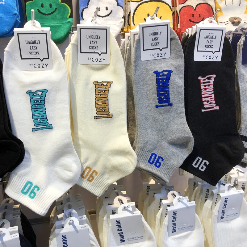男士袜子韩国进口短袜东大门COZY春夏新款潮流字母数字男棉袜运动