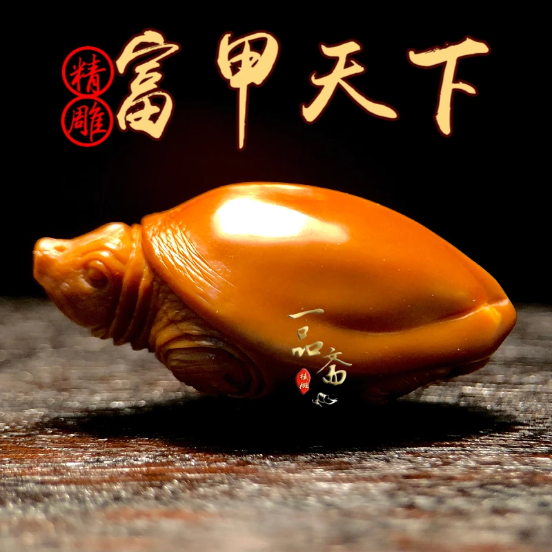 甲鱼橄榄核单籽核雕高端雕刻龟壳富甲天下手把件文玩乌龟挂件吊坠