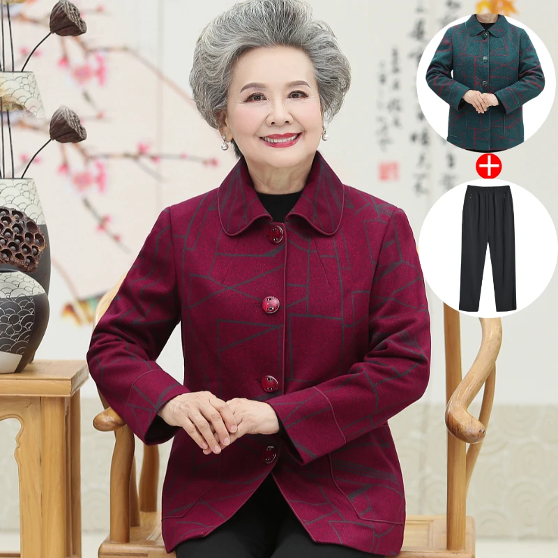 奶奶秋装上衣中老年人女装春装外套妈妈春秋套装太太老人上衣服