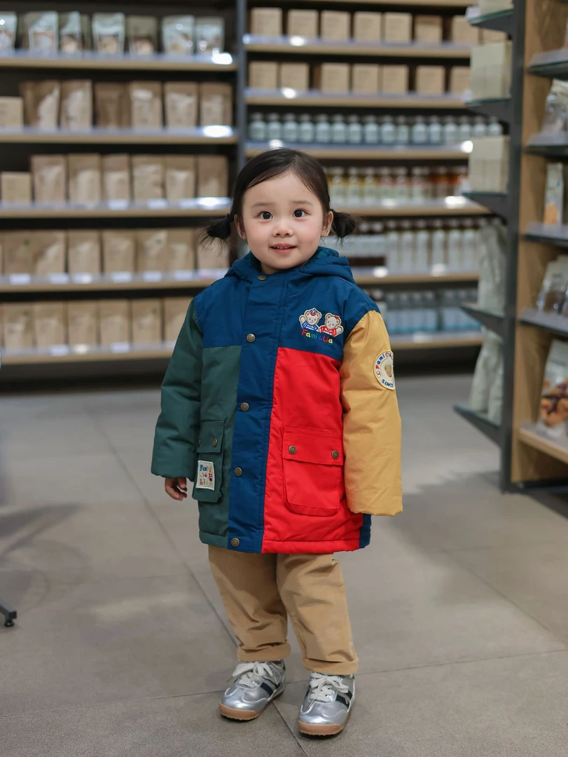 miki fam拼色男女儿童薄款棉衣（潮牌风） 码偏大正码拍