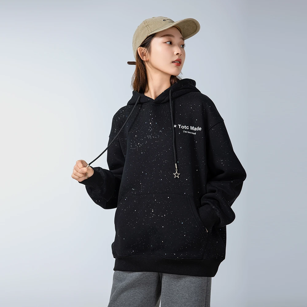 【满天星】女大童加绒卫一体绒冬季2024新款女童连帽卫衣学生上衣