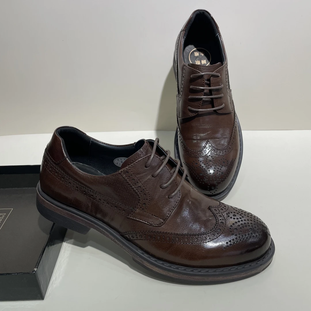 广州英伦圆头布洛克雕花真皮手工韩版男士潮流商务休闲头层水牛皮