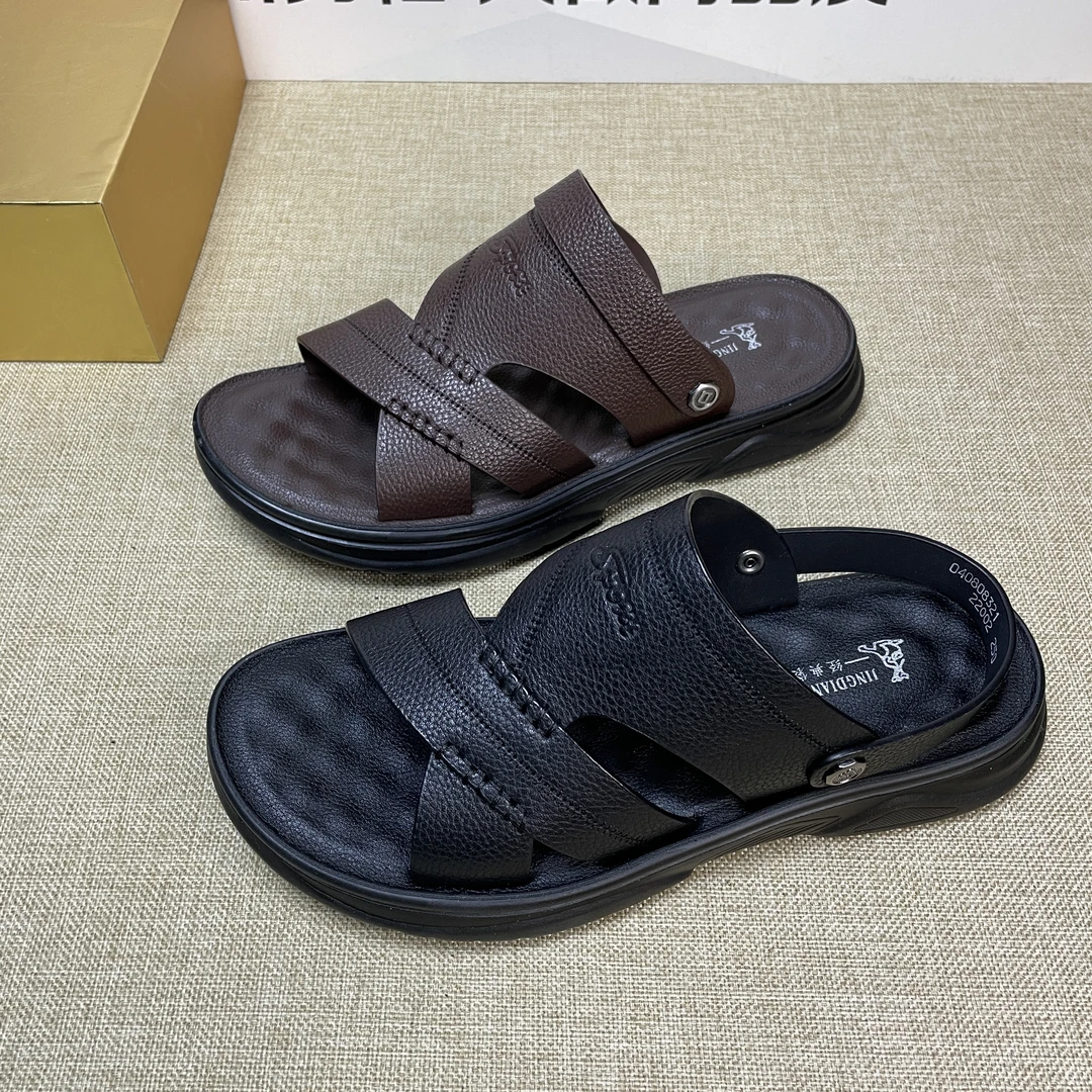 沙滩凉鞋男2023夏季新款头层牛皮高端男士凉鞋柔软耐磨舒适拖鞋男