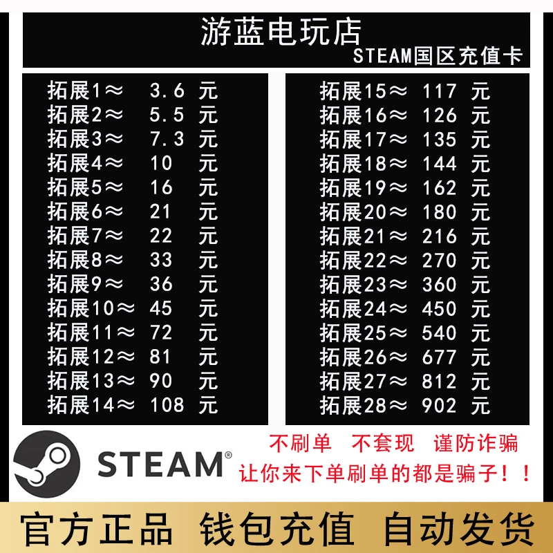 自动秒发 国区Steam充值卡中国账户钱包充值余额CSGO钥匙APEX金币