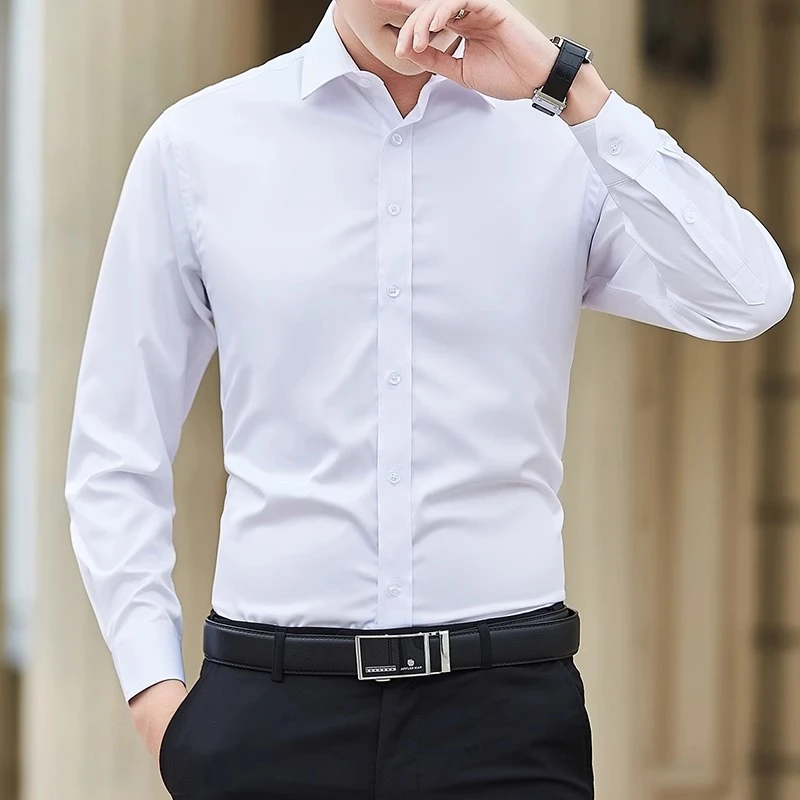 长袖衬衫男2025新款上衣服男士免熨烫商务休闲百搭扣子衬衫春夏款