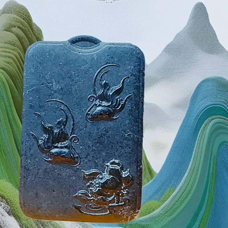 橄榄球粒石陨 山水牌