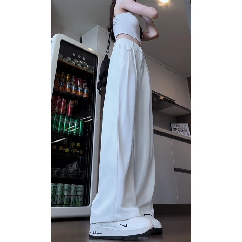 冰丝裤子男潮牌夏季薄款高级感垂感休闲长裤宽松直筒阔腿拖地西裤