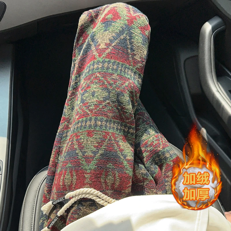 美式重磅卫裤男款秋冬设计感民族风加绒裤子加厚宽松毛呢休闲长裤