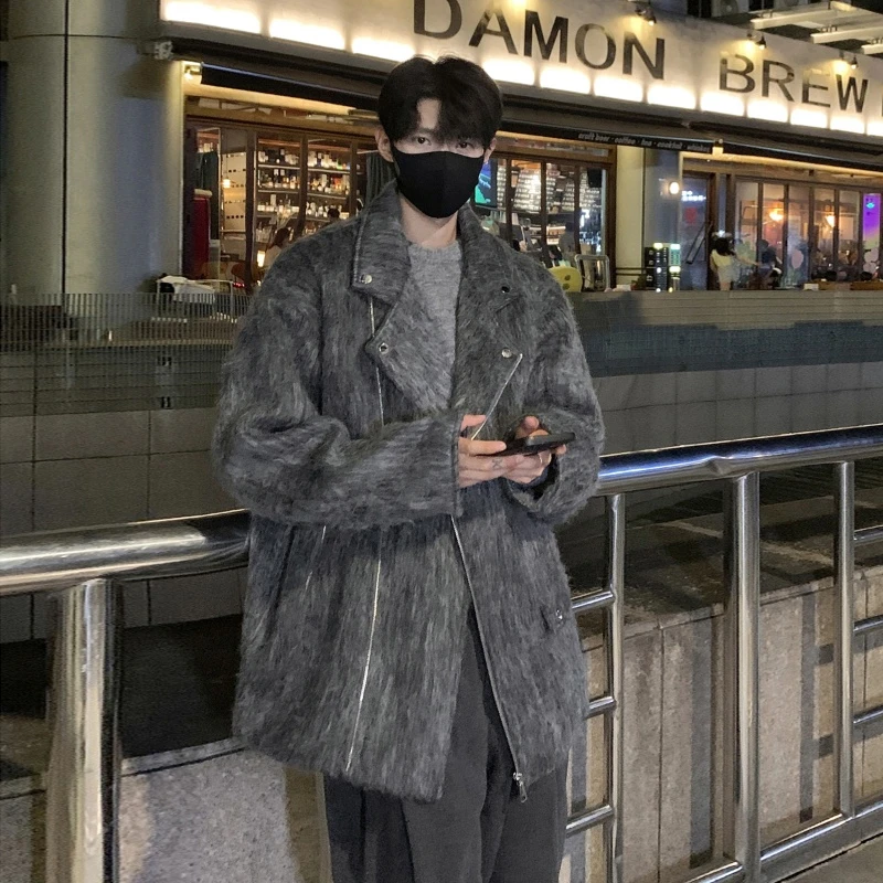 英伦风短款夹克男秋冬季高级感潮牌痞帅毛呢大衣宽松呢子风衣外套