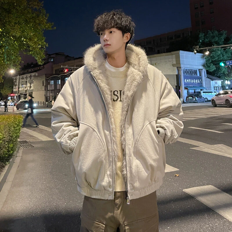 美式复古座山雕棉服外套男冬季宽松加厚保暖棉衣潮牌痞帅连帽棉袄