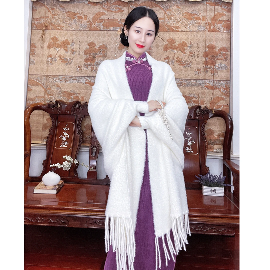 【心懂旗袍—加厚披肩】春秋冬纯色百搭旗袍披肩