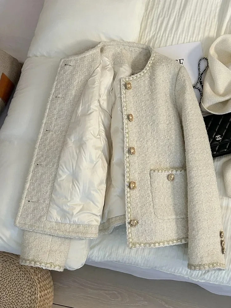 7760#优雅气质夹棉加厚小香风短外套女秋冬新款高级感百搭上衣