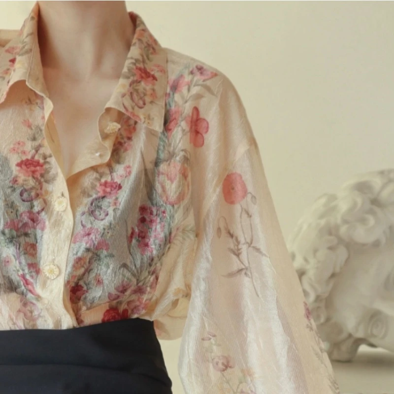 2380今年流行法式高级感很美超仙雪纺衬衫女春夏新款防晒碎花上衣