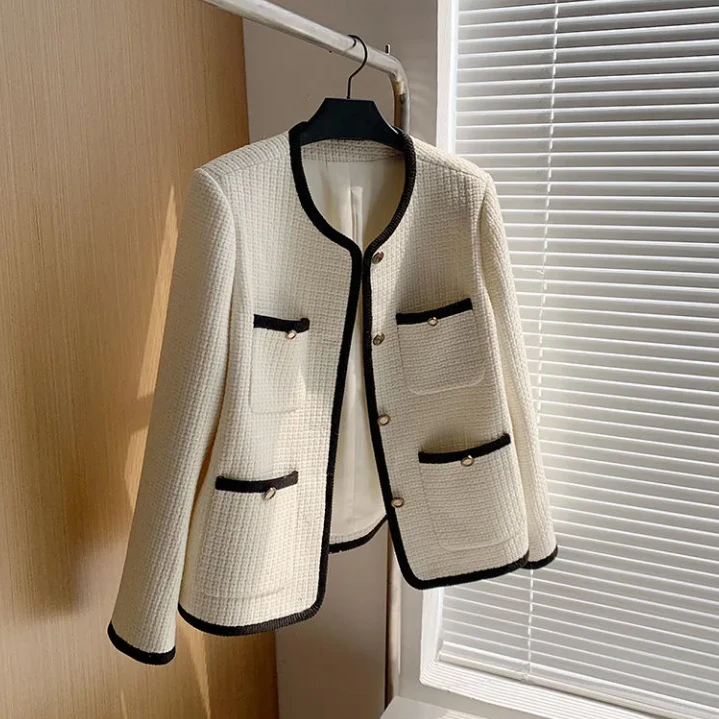 9958#早秋气质小香风短款外套女洋气重工粗花呢炸街小个子百搭
