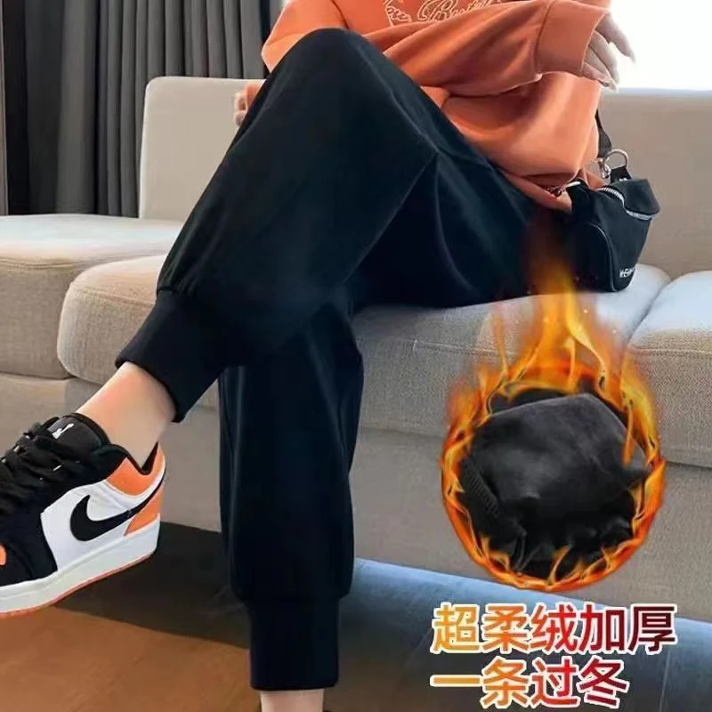 2023新款秋冬休闲运动裤ins束脚显瘦卫裤女加绒百搭宽松保暖超柔