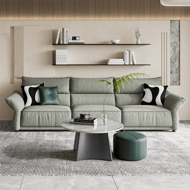 掌上明珠意式豆腐块沙发客厅家用直排绒布面料小户型三人位SF232