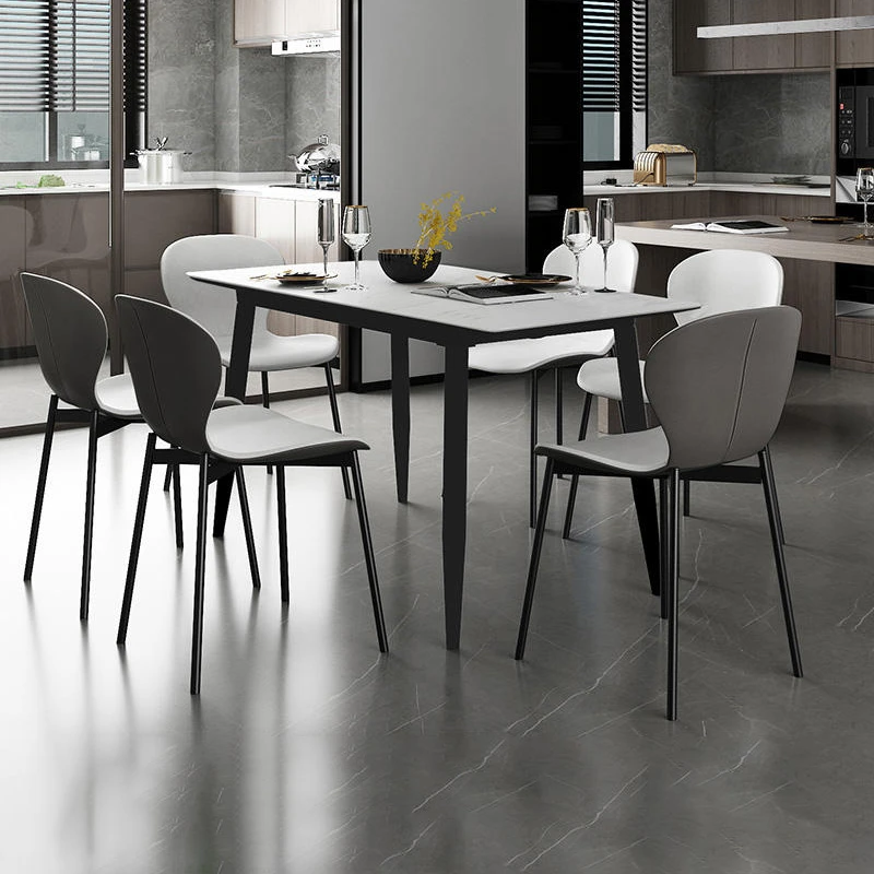 【售罄】岩板餐桌现代轻奢餐厅四六人1.4米餐桌椅科技布软包座CX