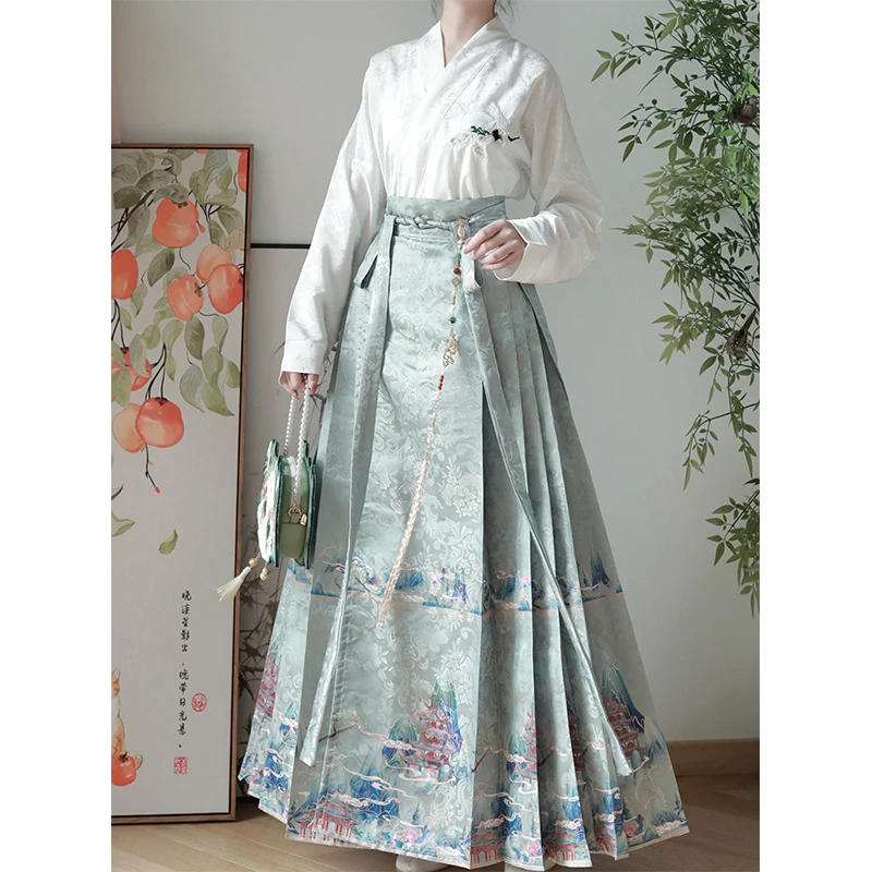 云若欣雨原创山亭汉服女飞机袖新中式国风马面裙日常通勤套装春夏