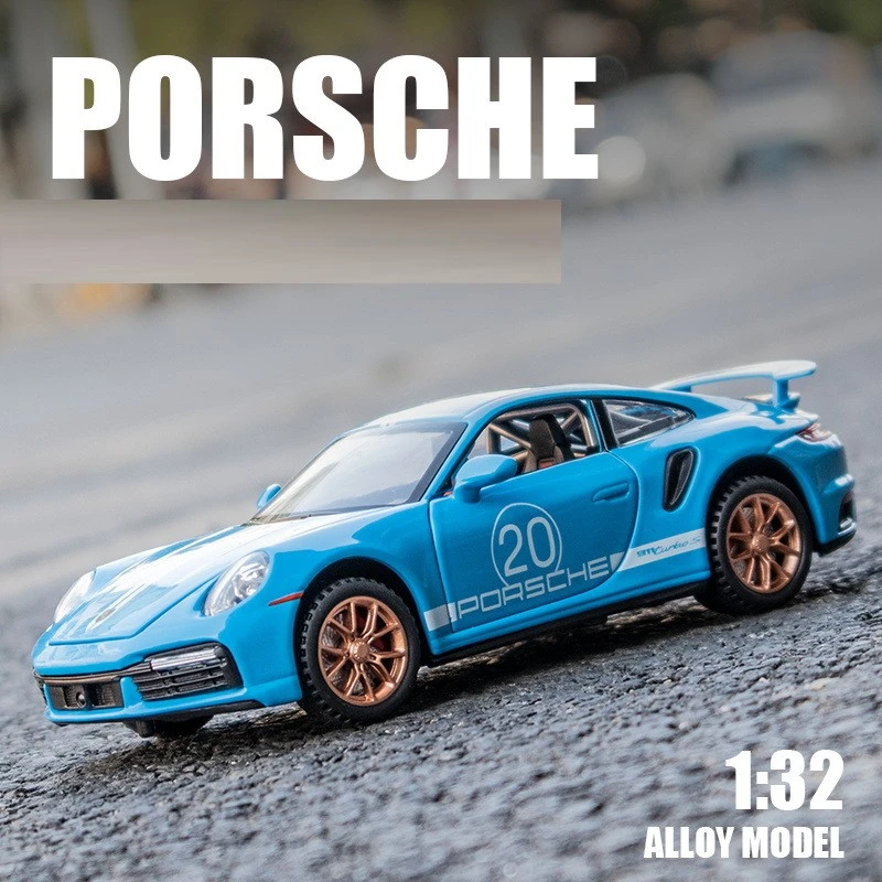 波子911TURBOS合金车模型仿真汽车模型玩具车1:32精致收藏摆件