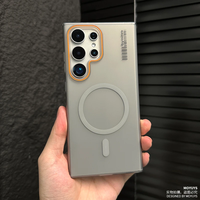 适用三星s25ultra手机壳s24ultra大孔超薄磨砂s23u磁吸s25肤感