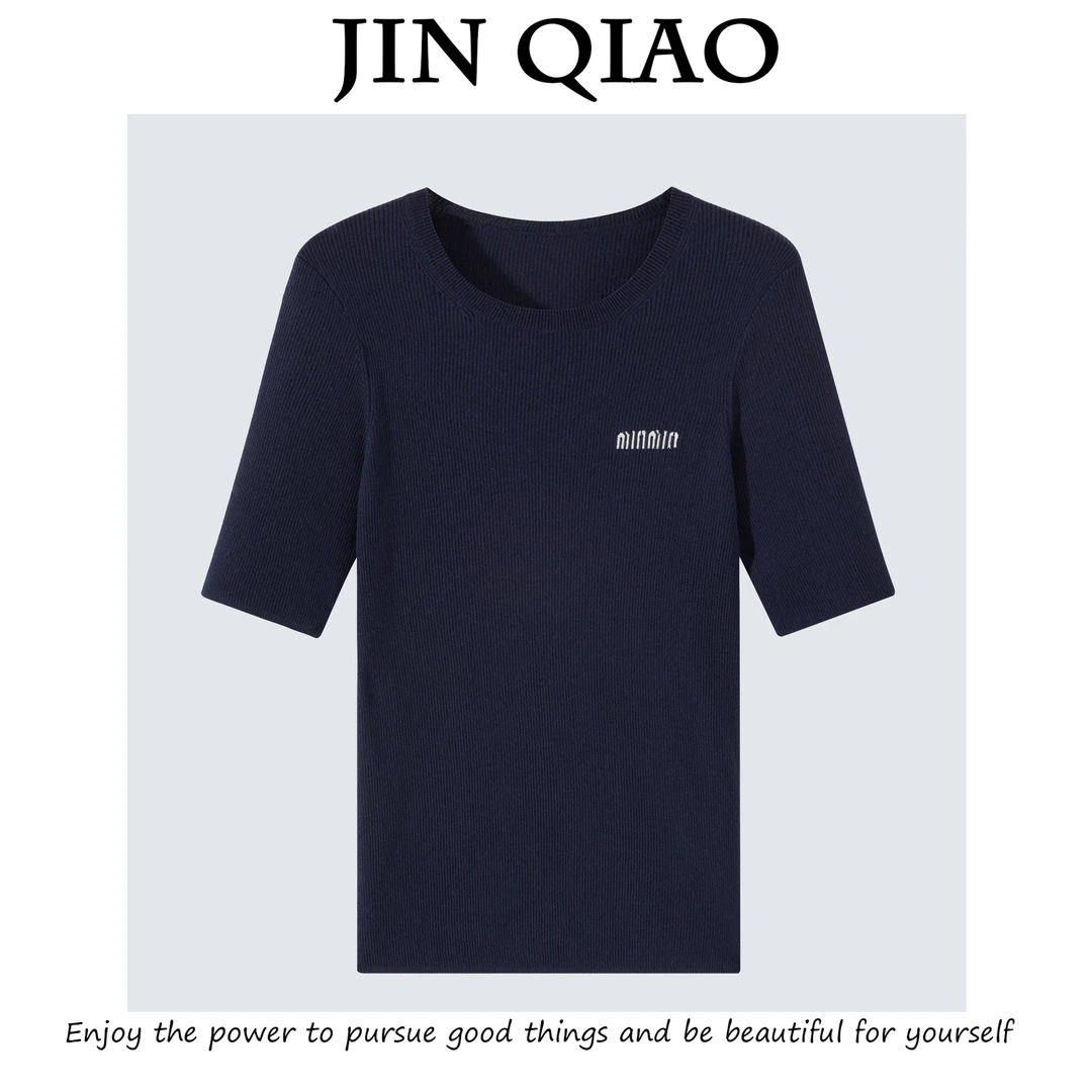 JIN QIAO【春风十里】夏季超柔桑蚕丝针织衫短袖上衣-0261