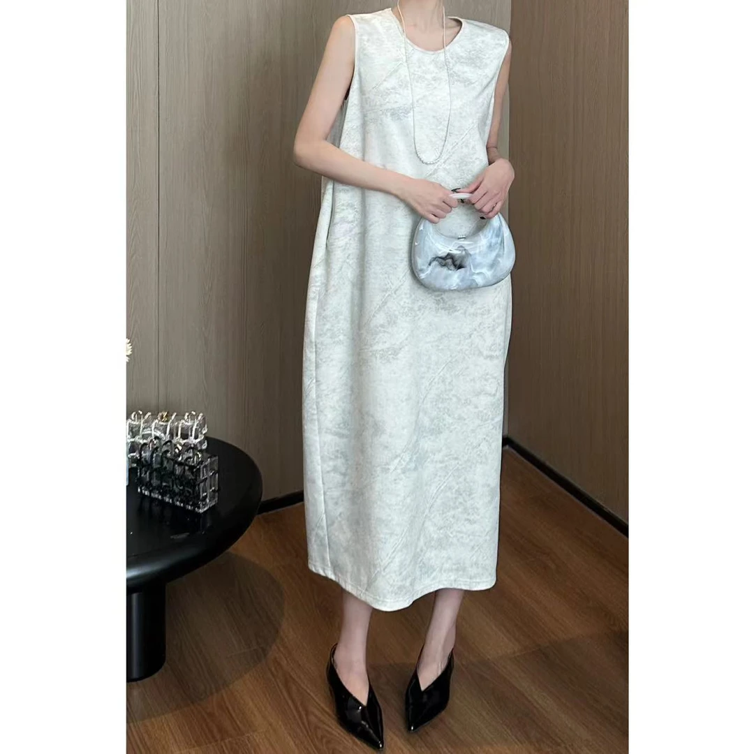 紫紫  山水有相逢 夏季复古修身显瘦花苞无袖女装连衣裙 ZSJC0240