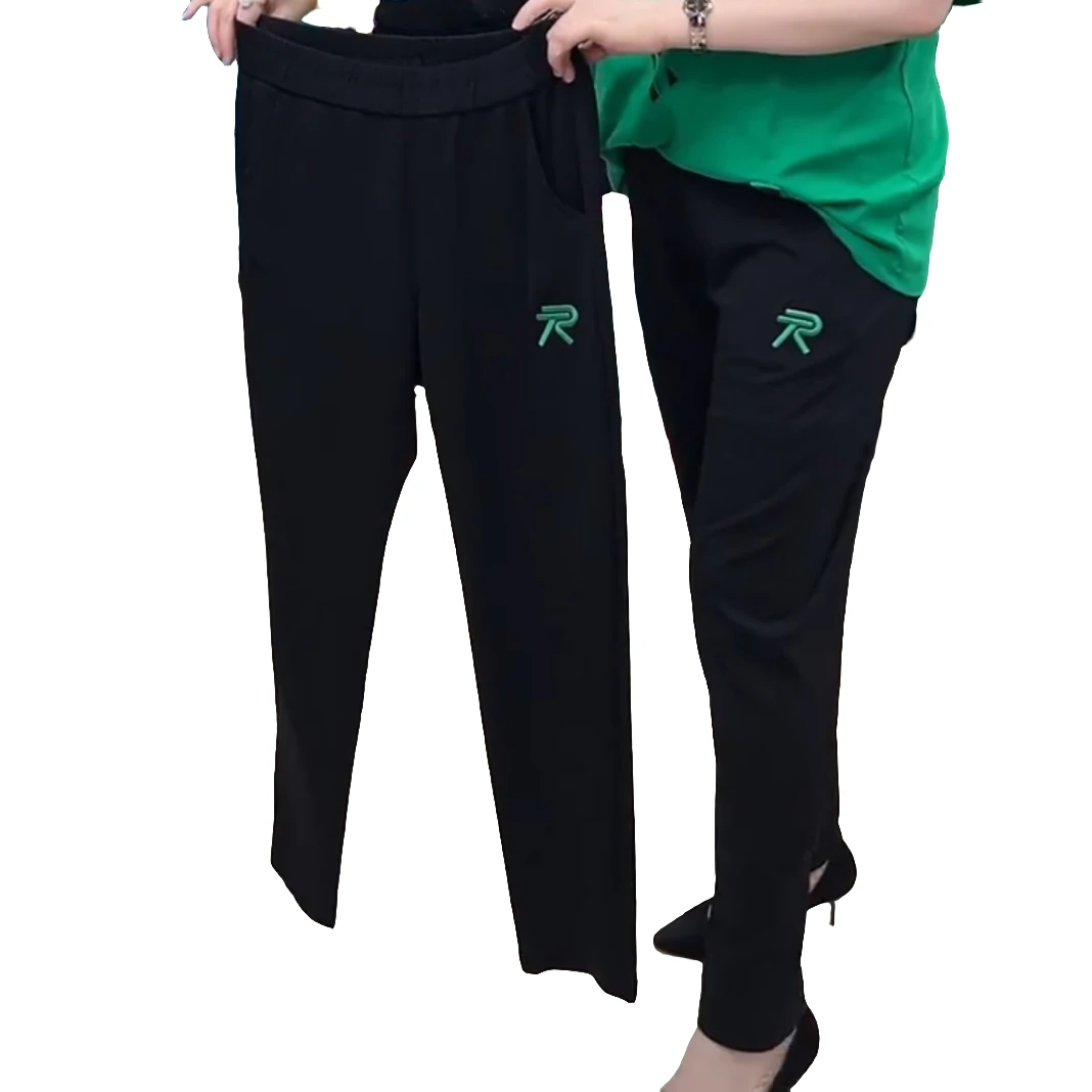 248+款时尚大码刺绣R字母弹力百搭显瘦小脚休闲显瘦女裤