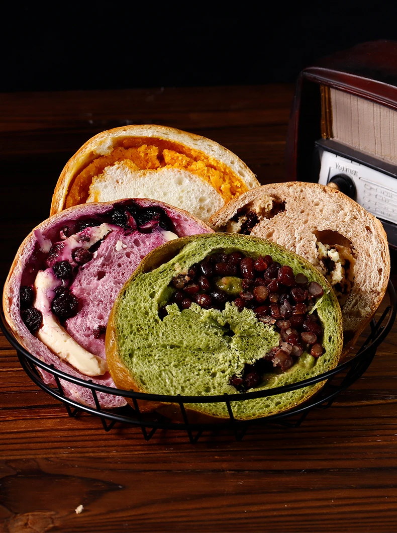 蓝莓乳酪贝果夹心抹茶红豆咸蛋黄肉松奶酪小麦手作贝果 面包 代餐