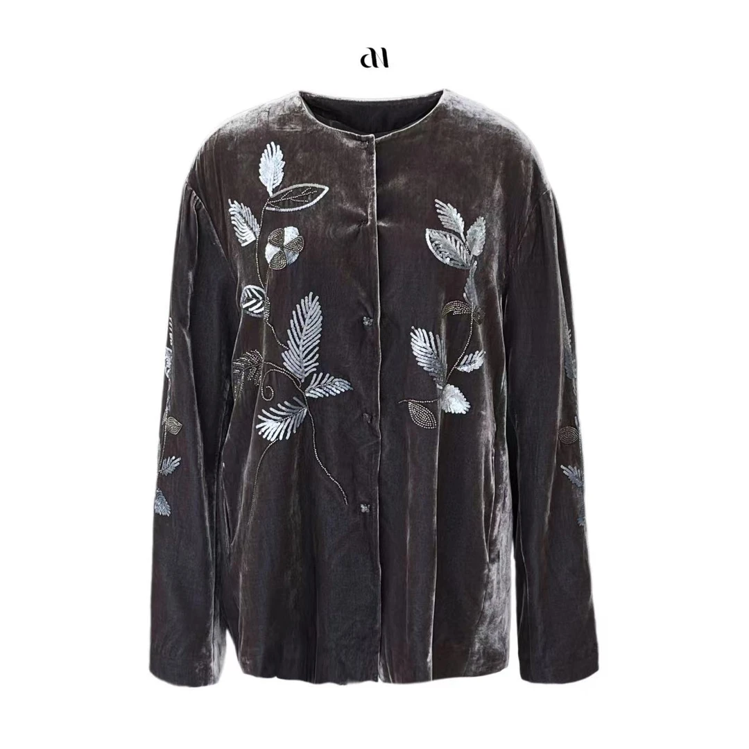 Aiko专属 真丝丝绒珠片刺绣钉珠外套
