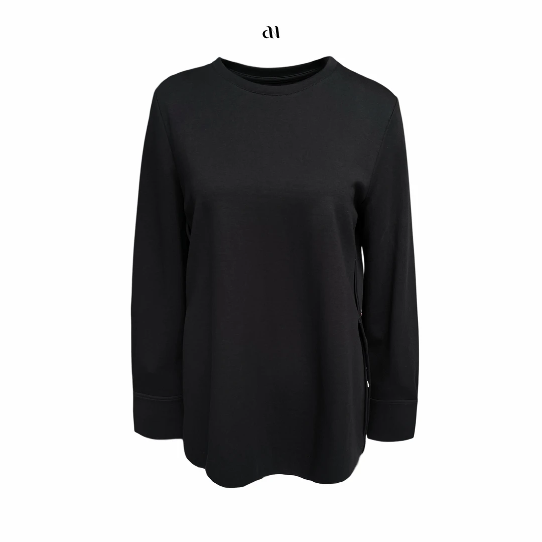 Aiko 专属百搭基础款宽松长袖开衩T恤