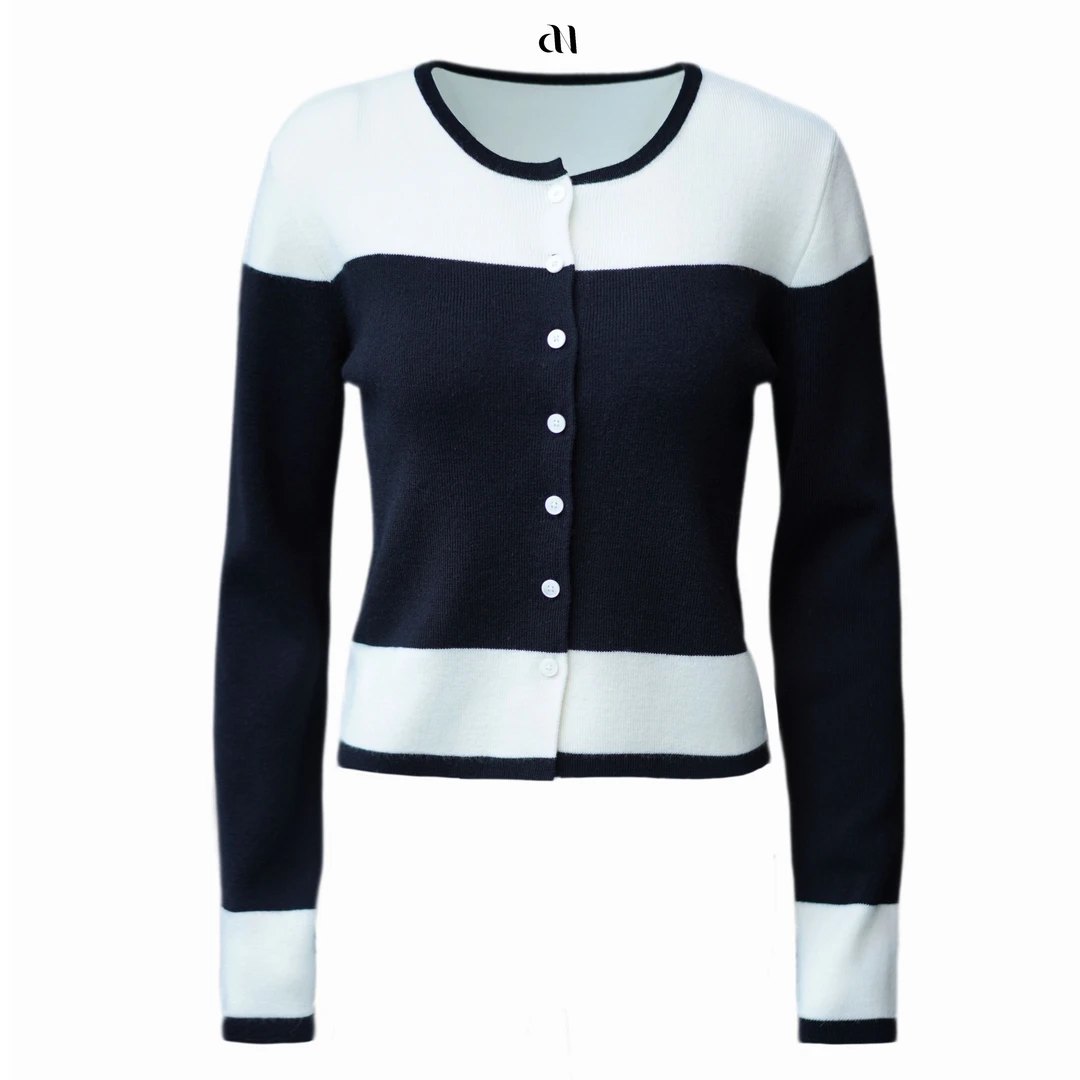 Aiko 专属法式拼接羊毛开衫