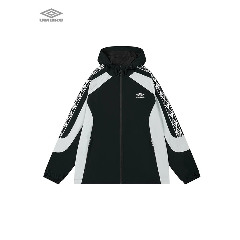 Umbro/茵宝春季经典复古串标运动上衣休闲连帽外套U2123350712