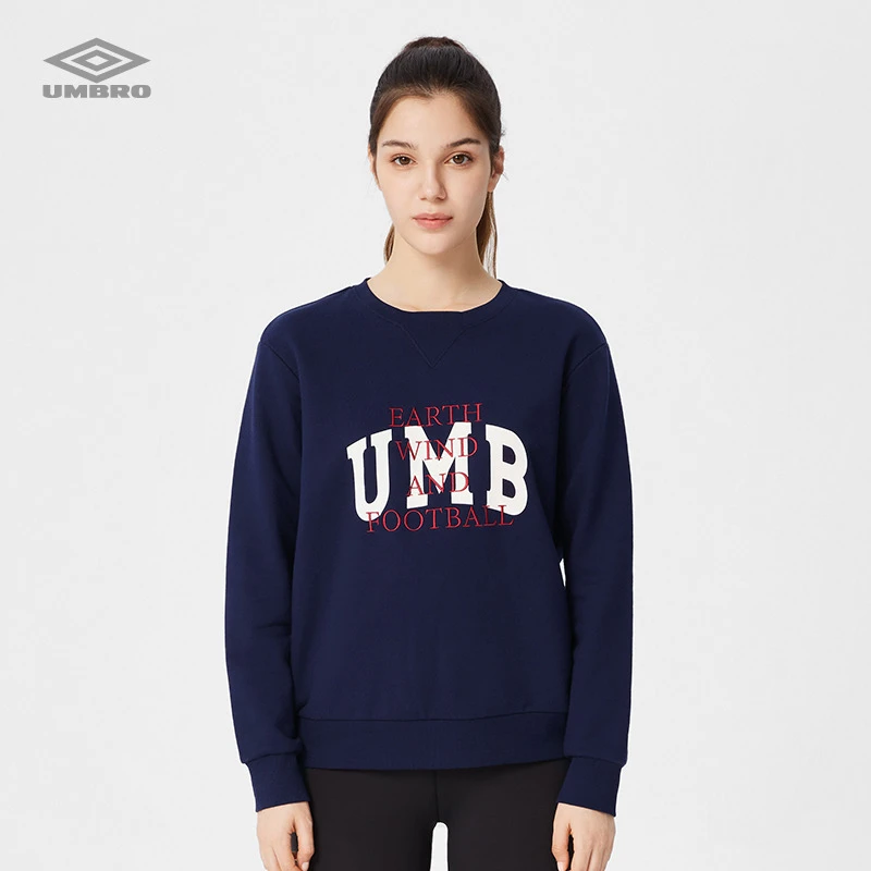 Umbro/茵宝男女2023款复古简约印花圆领运动健身卫衣 U2223150419