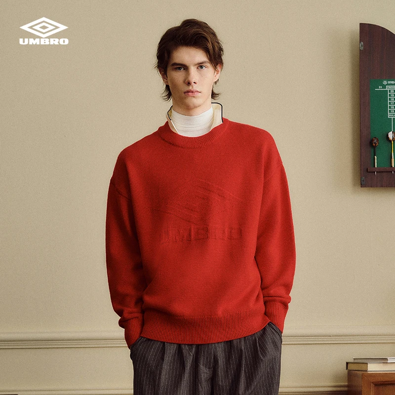 Umbro/茵宝六六大顺系列新款舒适保暖圆领套头毛衣U2124150428
