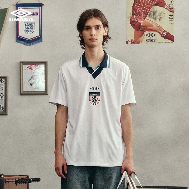 Umbro/茵宝短袖球衣吸湿速干男子复古polo衫运动T恤U2124250201