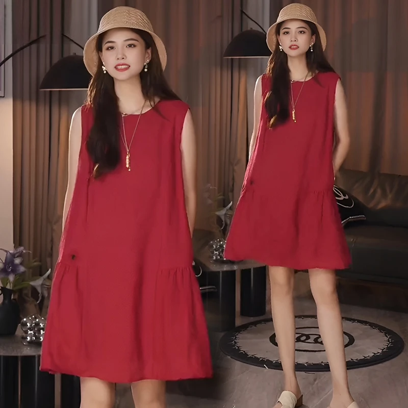 法式复古优雅气质时尚背心连衣裙女夏季松弛感慵懒休闲显瘦娃娃裙