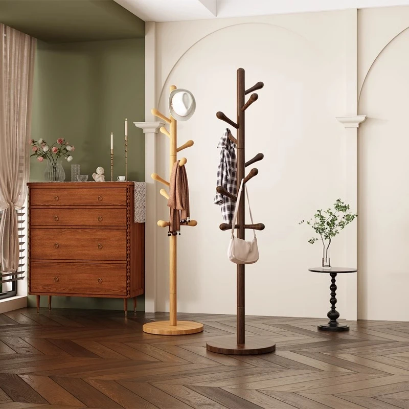 衣架挂衣服落地式卧室美式实木木质衣帽架室内包支架老式复古树杈