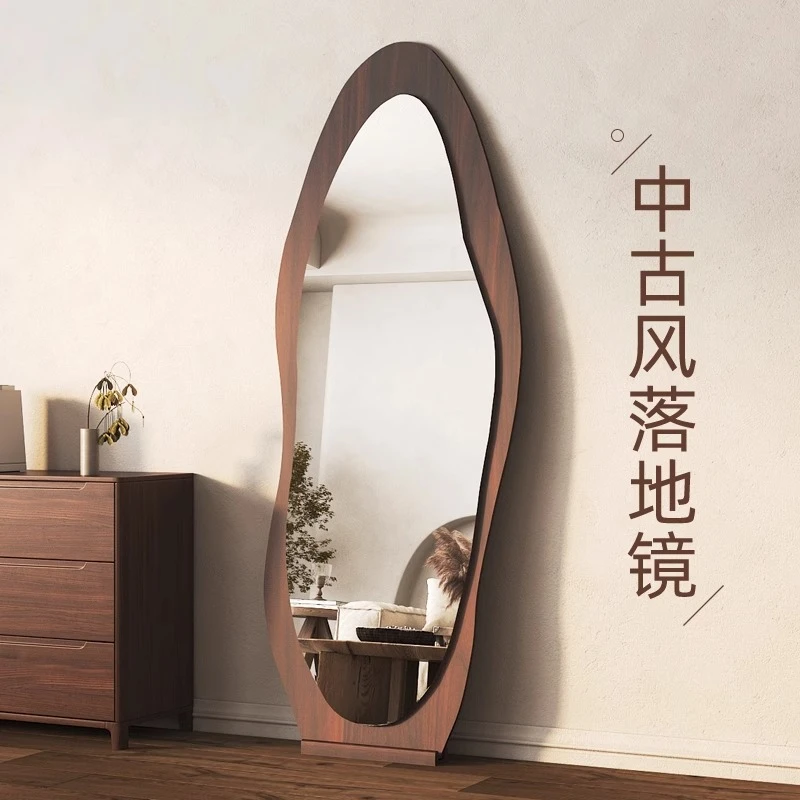 落地镜中古高级感全身镜美式复古家用立体试衣镜卧室壁挂异形镜子