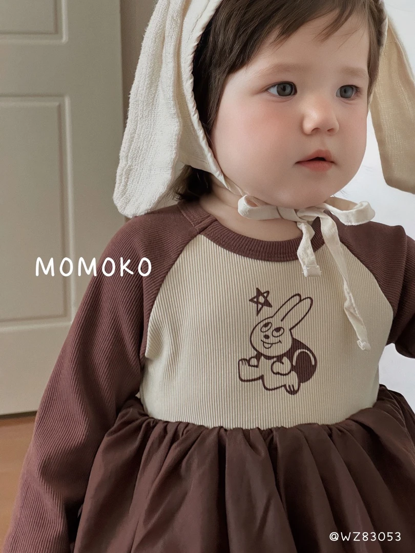 丸纸2024新款秋装婴童时尚韩版兔兔花苞裙包屁